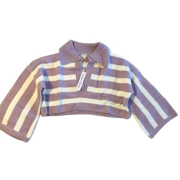 NWT For Love and Lemons Striped Maud Boxy Crop Wide Sleeve Sweater - Small - Picture 2 of 9
